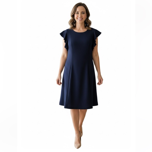 Eliza J Dresses & Skirts - NWT Eliza J Blue Flutter Sleeve Dress Size 16W